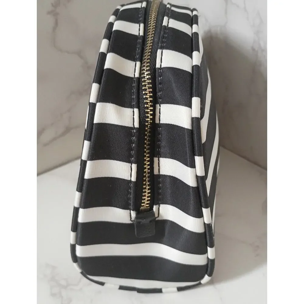 KATE SPADE Dawn Black & White Sailing Stripe Dome Cosmetic Bag - NWOT